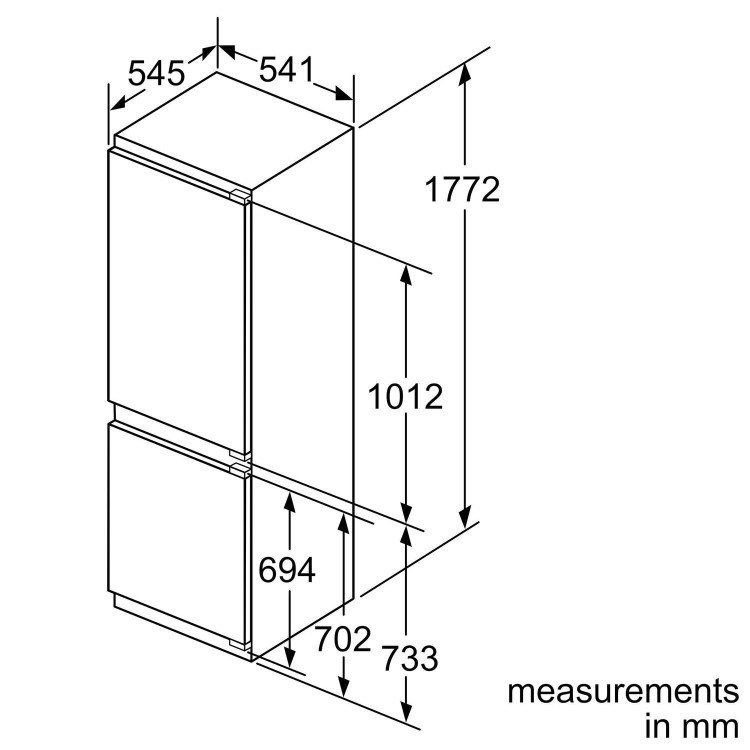 Refurbished Siemens iQ300 KI86NVFF0G Integrated 254 Litre 60/40 Fridge Freezer With varioZone