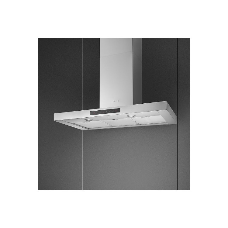 Smeg 90cm Slimline Chimney Cooker Hood with Auto Vent - Stainless Steel