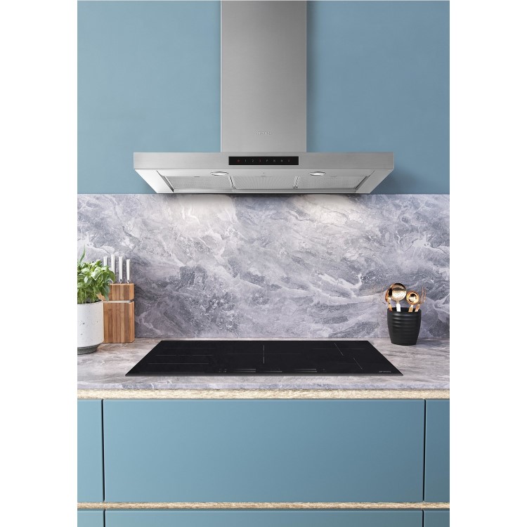 Smeg 90cm Slimline Chimney Cooker Hood with Auto Vent - Stainless Steel