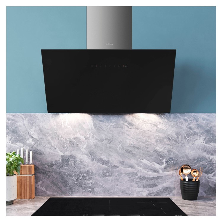 Smeg 90cm Angled Chimney Hood - Black