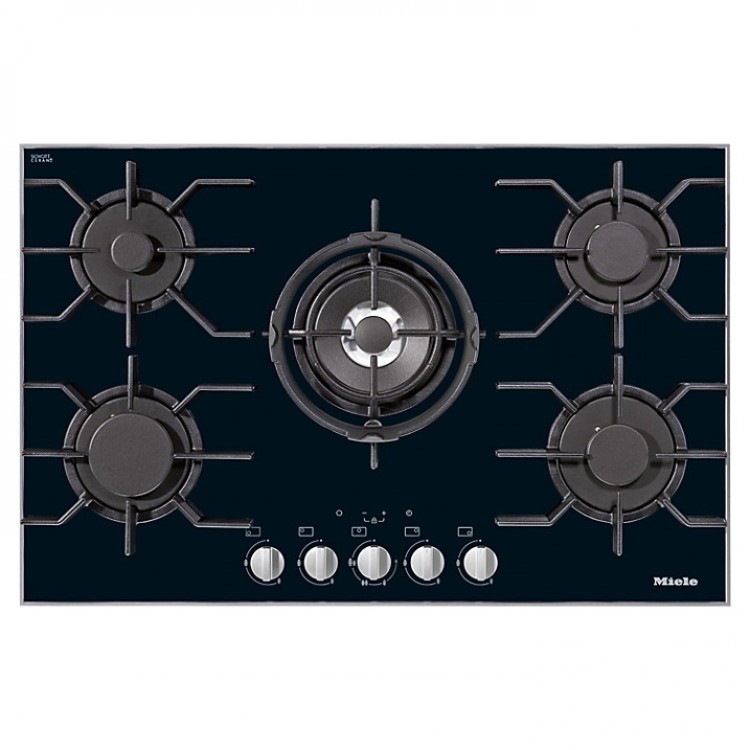 Miele 81cm Black Glass 5 Burner Gas Hob - Black