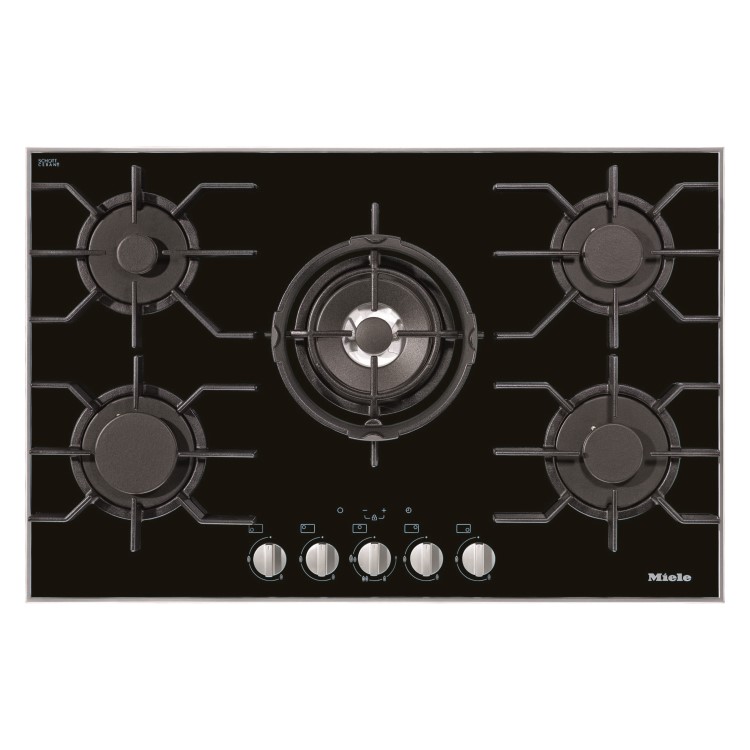 Miele 81cm Gas on Glass 5 Burner Hob - Black