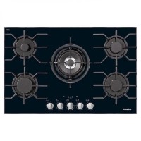 Miele 81cm Black Glass 5 Burner Gas Hob - Black