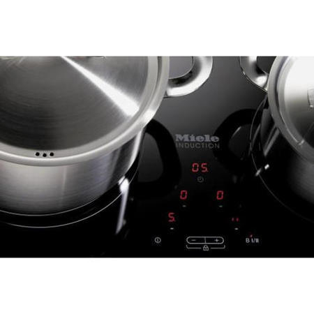 Miele PureLine KM6118 76cm Four Zone Induction Hob with Stainless Steel Trim - Black