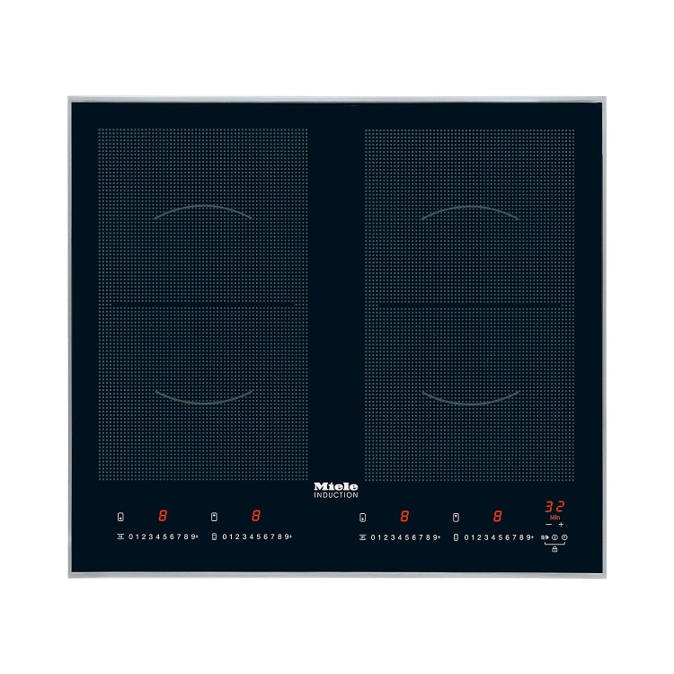 GRADE A1 - Miele KM6328-1 62.6cm Wide 4 Zone Induction Hob With 2 PowerFlex Zones Stainless Steel Frame