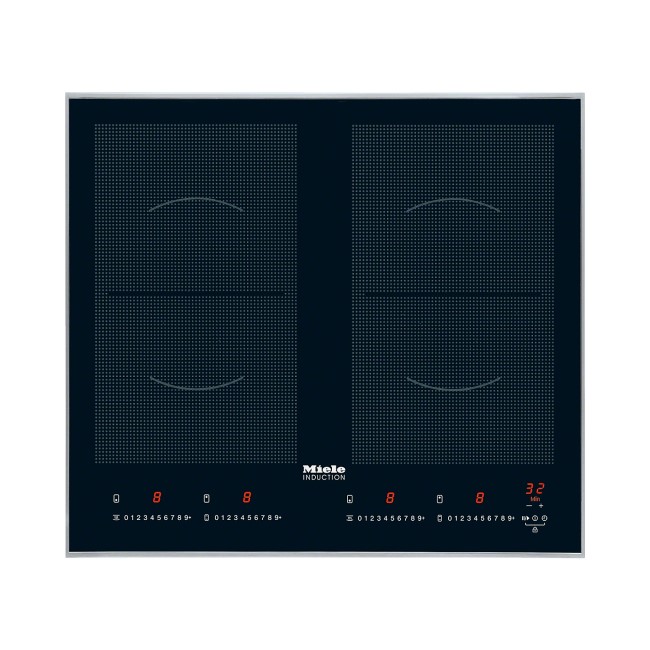 GRADE A1 - Miele KM6328-1 62.6cm Wide 4 Zone Induction Hob With 2 PowerFlex Zones Stainless Steel Frame