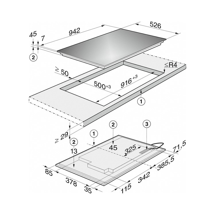 Miele KM6669 94.2cm Wide Five Zone Induction Hob With 2 PowerFlex Zones