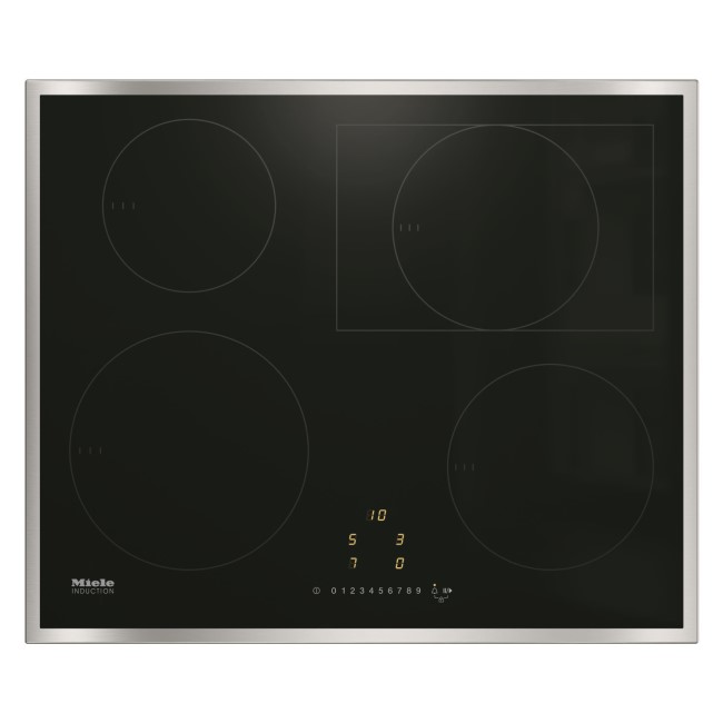 Refurbished Miele KM7262FR 62cm Touch Control 4 Zone Induction Hob Black With Stainless Steel Frame