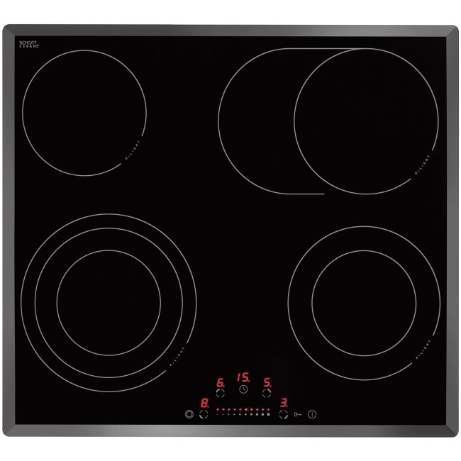 GRADE A1 - Amica KMC13285F 60cm Ceramic Framless Touch Control Hob - Black With Bevelled Edges
