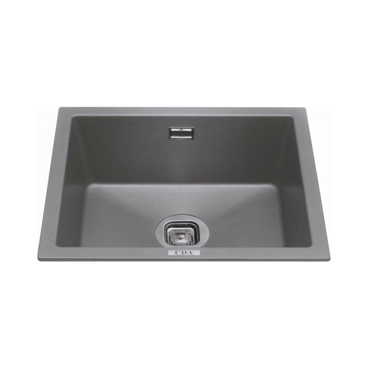 GRADE A1 - CDA KMG24GR Composite Single Bowl Sink Graphite