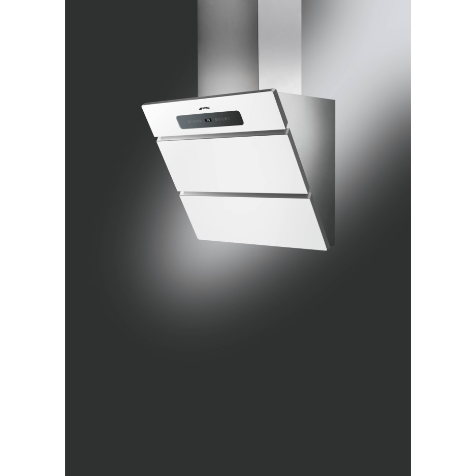 Smeg KMN75AB White Angled 75cm Wide Chimney Hood | Appliances Direct