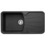 Astracast KO10RZHOMEPK5 Korona Single Bowl Reversible Drainer ROK Metallic Composite Sink in Black with Accessories