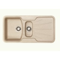 Astracast KO15RIHOMEPK5 Korona 1.5 Bowl Reversible Drainer Granite ROK Composite Sink in Island Sand with Accessories