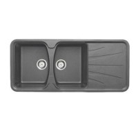 Astracast KO20RXHOMESK Korona Double Bowl Reversible Drainer ROK Metallic Composite Sink in Graphite Grey