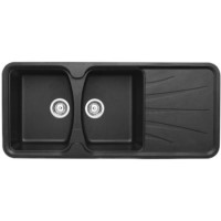Astracast KO20RZHOMESK Korona Double Bowl Reversible Drainer ROK Metallic Composite Sink in Black