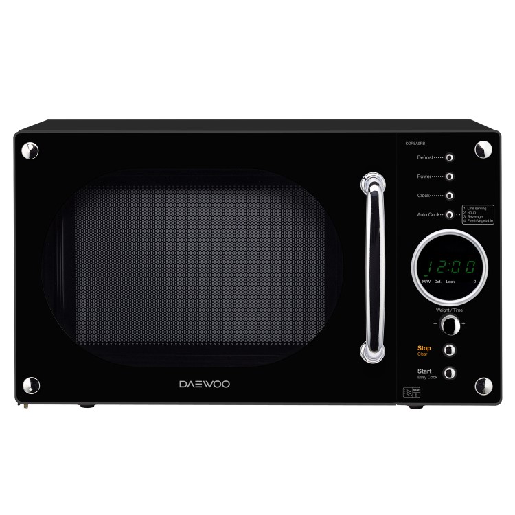 Daewoo KOR8A9RBR 23L 800W Retro Style Freestanding Microwave Oven - Black