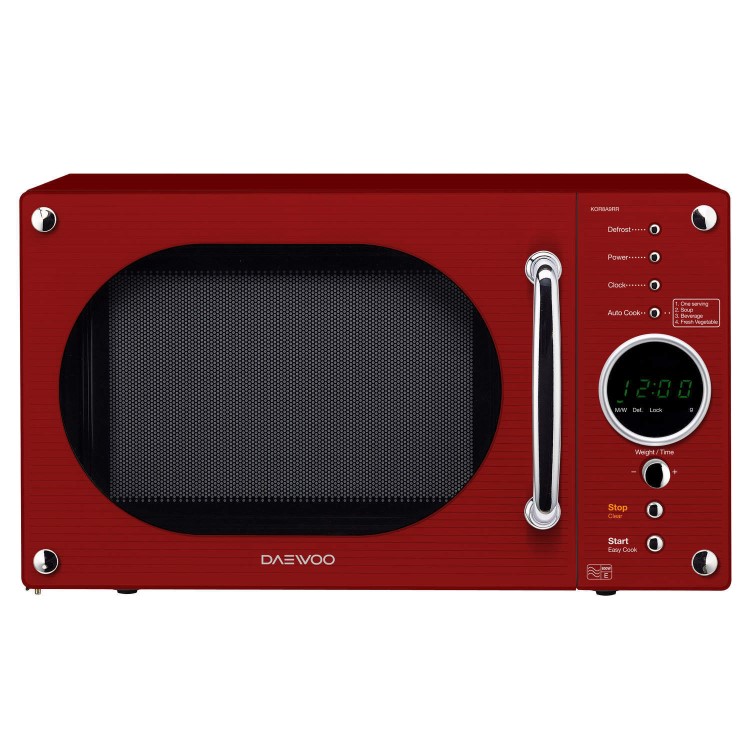 Daewoo KOR8A9RR 23L 800W Retro Design Freestanding Microwave in Gloss Red