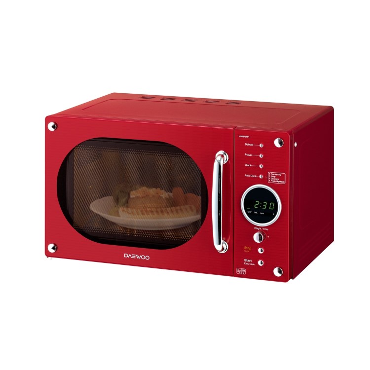 Daewoo KOR8A9RR 23L 800W Retro Design Freestanding Microwave in Gloss Red
