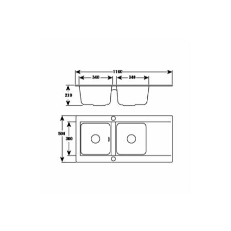 GRADE A1 - As new but box opened - CDA KP33BL 2.0 Bowl Reversible Composite Sink - Black