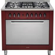 Indesit KP9F11SRGS 90cm Wide Dual Fuel Range Cooker - Red