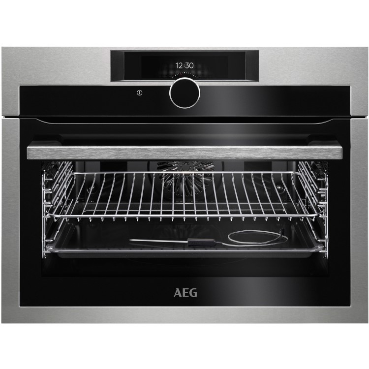 AEG KPE842220M SenseCook Pyrolytic Compact Oven With Command Wheel Control And HD TFT Display Stainless Steel