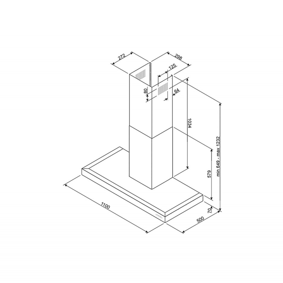 Smeg KS110XE Symphony 110cm Chimney Range Cooker Hood Stainless Steel