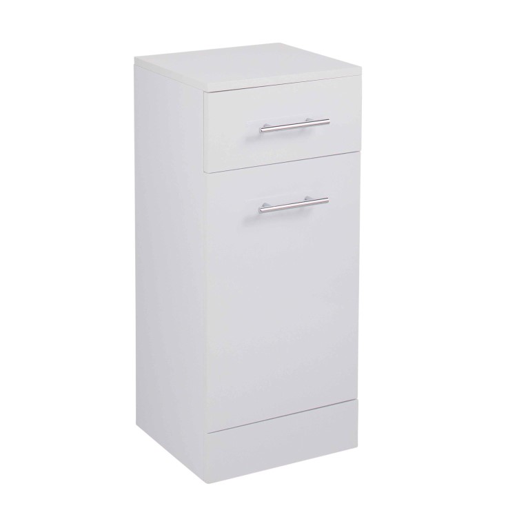 White Free Standing Laundry Basket unit - 330mm Depth