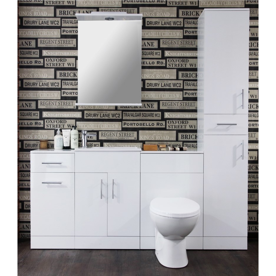 White Bathroom Tall Storage unit 300mm Depth KS35TB30D