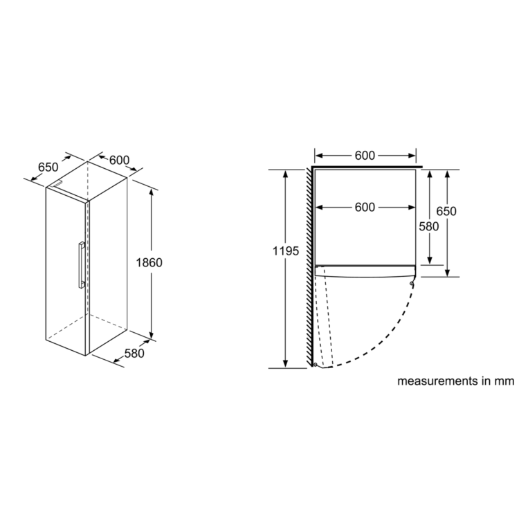Siemens KS36VVI3VG 186x60cm 346L Freestanding Upright Fridge - Anti-fingerprint Stainless Steel
