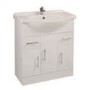 White Free Standing Triple Door Bathroom Vanity Unit & Basin - W750mm