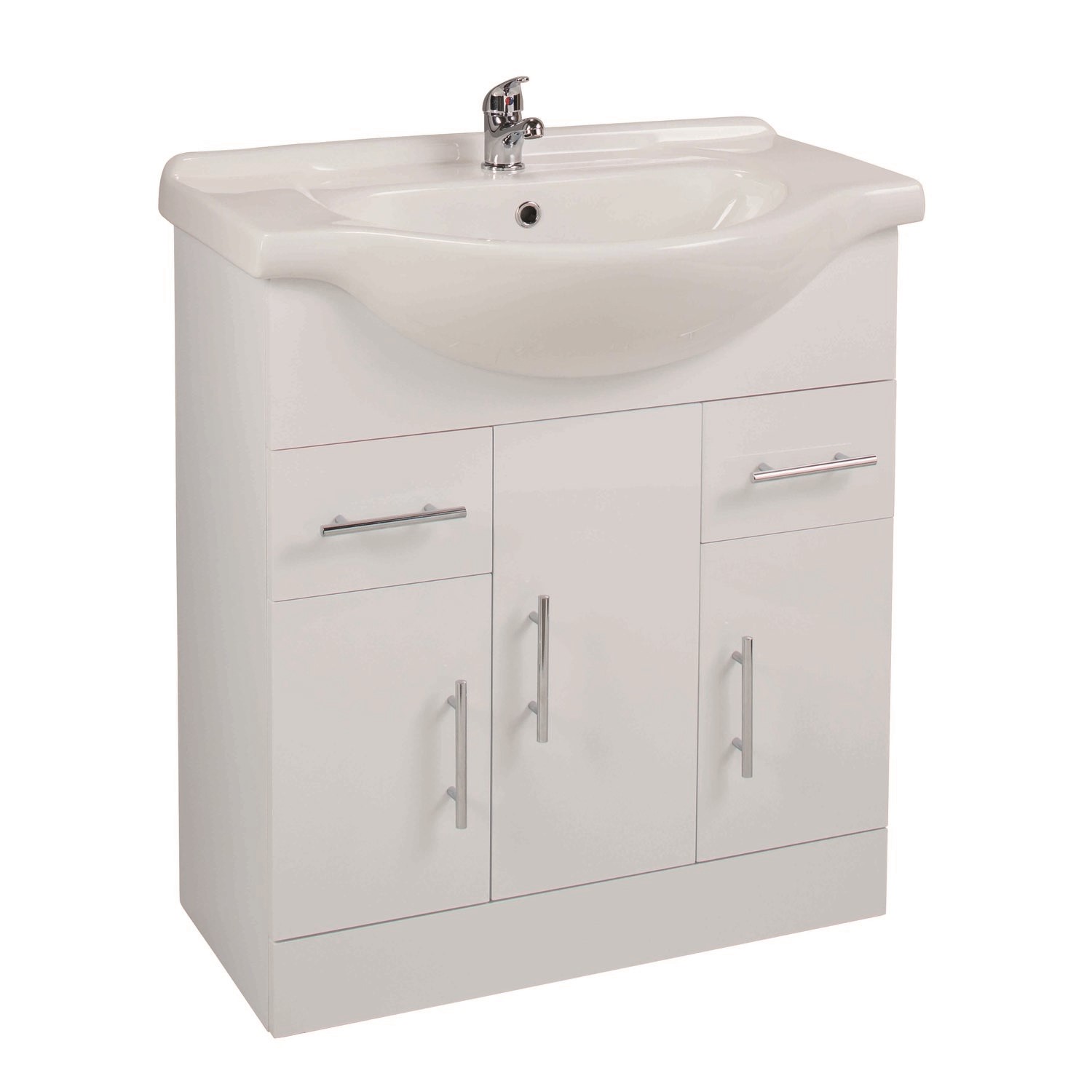 White Free Standing Triple Door Bathroom Vanity Unit Basin W750mm Ks75bu Bas Appliances Direct White Free Standing Triple Door Bathroom Vanity Unit Basin W750mm Ks75bu Bas Appliances Direct