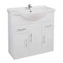 White Free Standing Triple Door Bathroom Vanity Unit & basin - W850mm