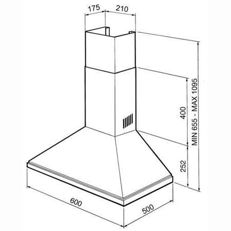 GRADE A2 - Smeg KSED65NEE 60cm Chimney Cooker Hood Black