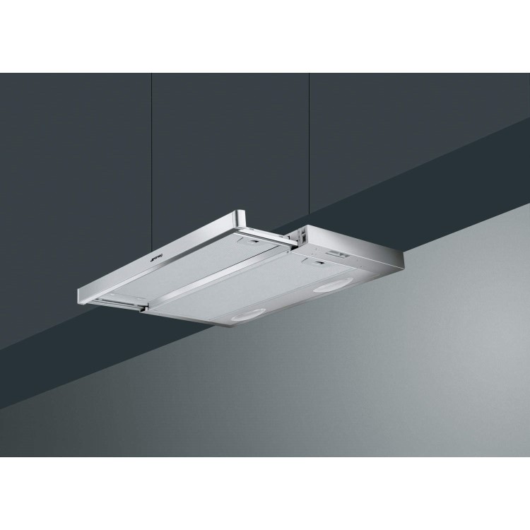 Smeg KSET61E Cucina 60cm Telescopic Cooker Hood Grey With Stainless Steel Effect Front