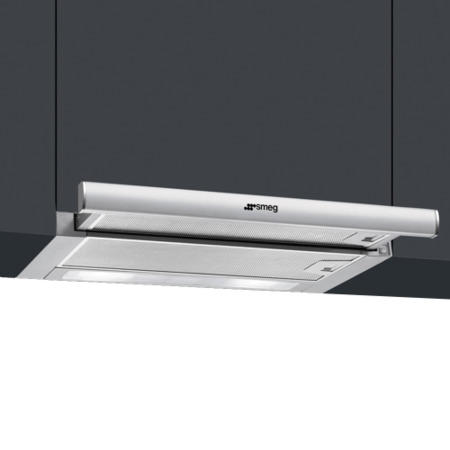 Smeg KSET61 Cucina 60cm Telescopic Cooker Hood Grey With Stainless Steel Effect Front