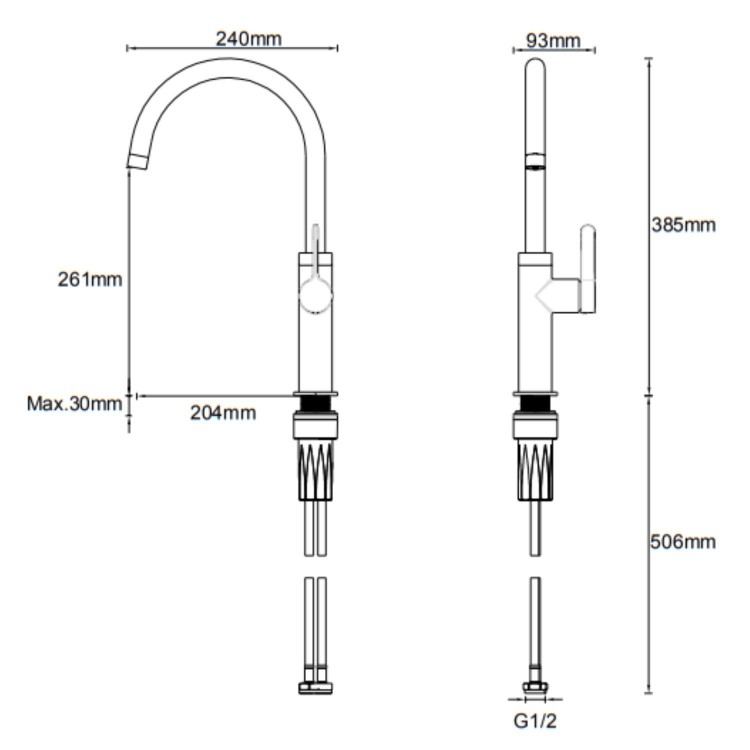 McAlpine Torridon Single Lever Kitchen Mixer Tap - Matt Black