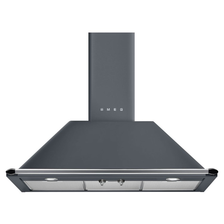 Smeg Victoria 90cm Chimney Cooker Hood - Slate Grey