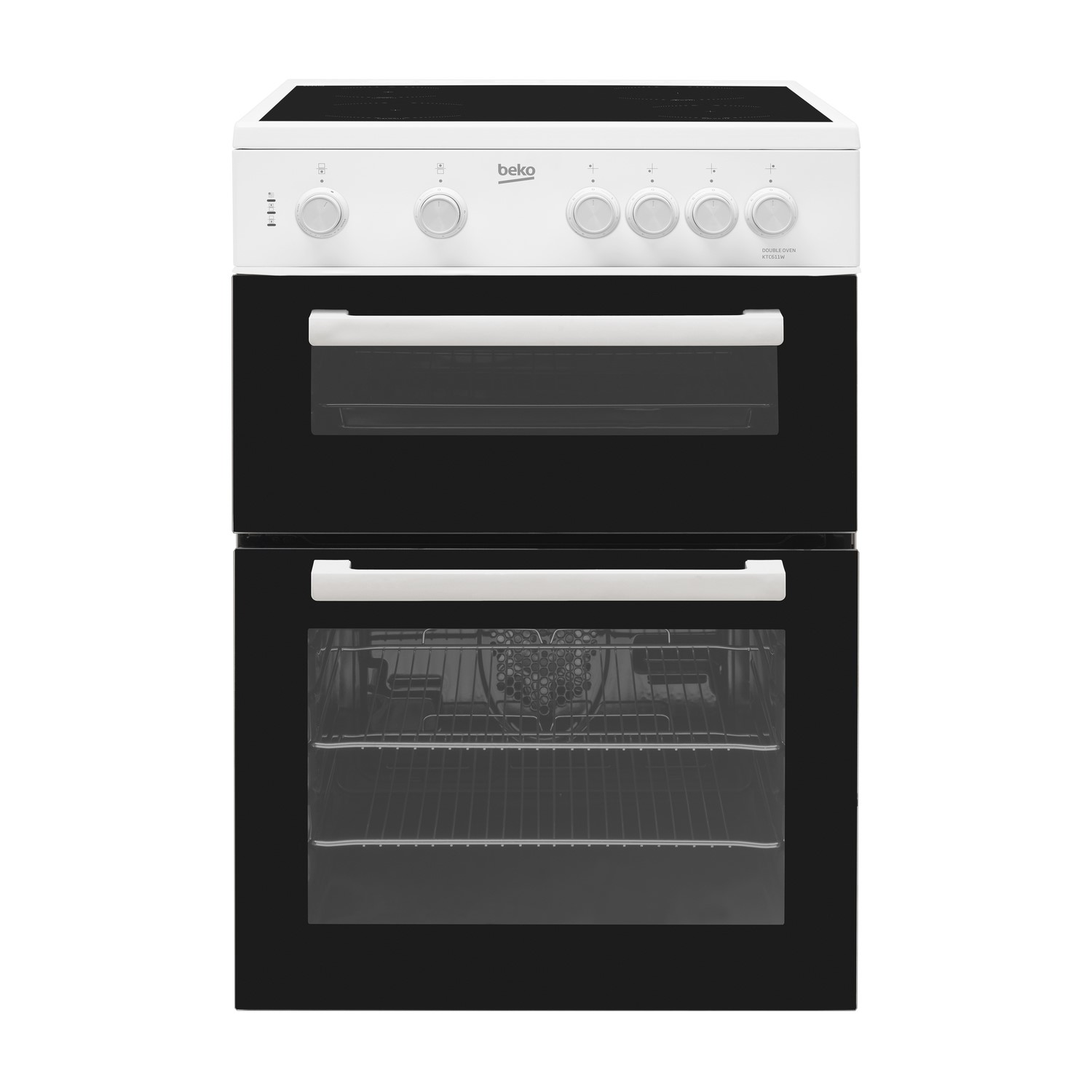 Beko 60cm Double Cavity Electric Cooker with Ceramic Hob - White