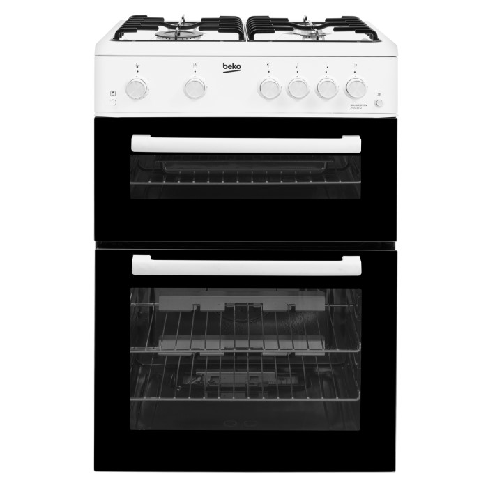 Beko KTG611W 60cm Double Cavity Gas Cooker White Appliances Direct