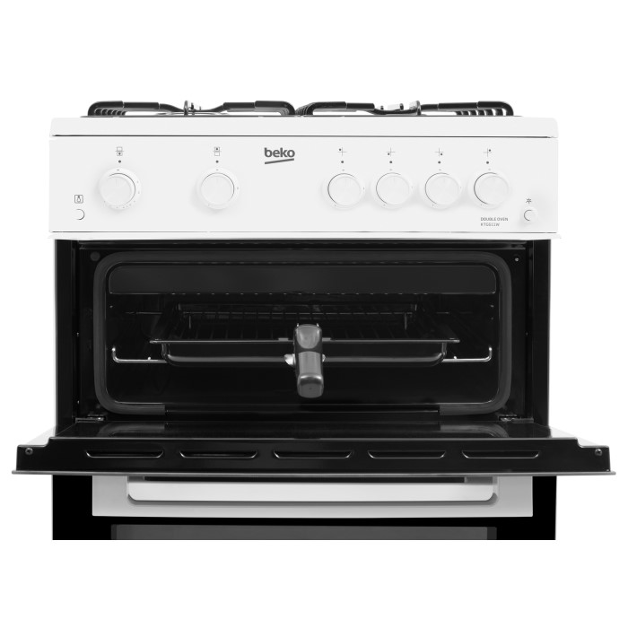Beko KTG611W 60cm Double Cavity Gas Cooker White Appliances Direct