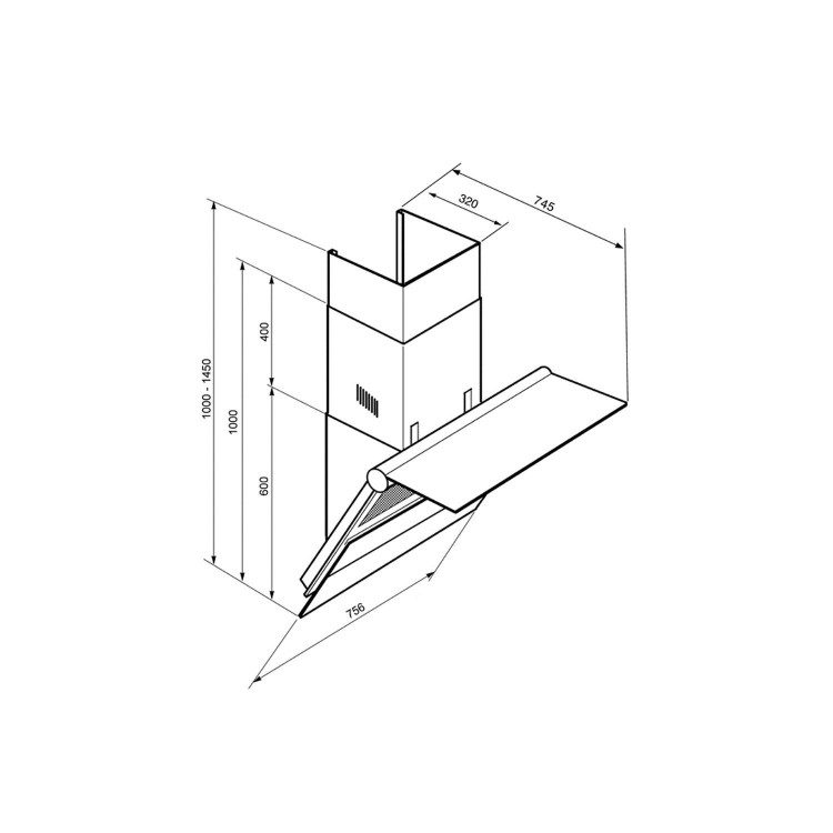 Smeg KTS75C Linea 76cm Angled Cooker Hood Stainless Steel And Silver Glass