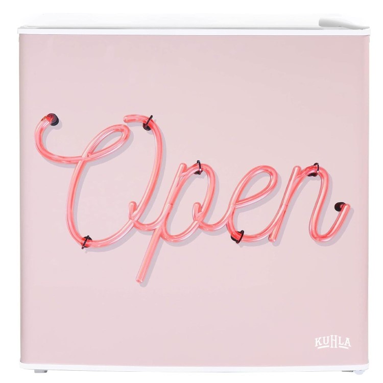 Kuhla Pink Open Sign 45 Litre Table Top Fridge - White