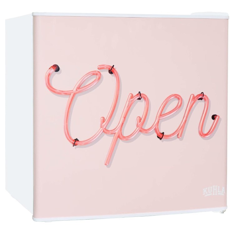 Kuhla Pink Open Sign 45 Litre Table Top Fridge - White