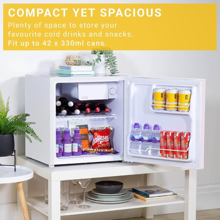 Kuhla Pink Open Sign 45 Litre Table Top Fridge - White