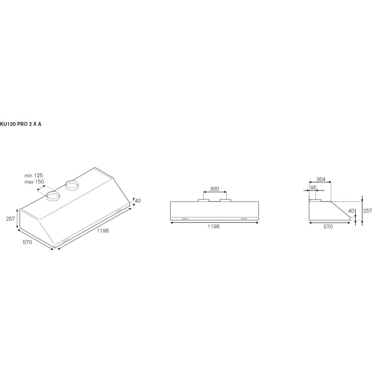 Bertazzoni KU-120-PRO-2-X-A Professional 120cm Twin Motor Cooker Hood Stainless Steel