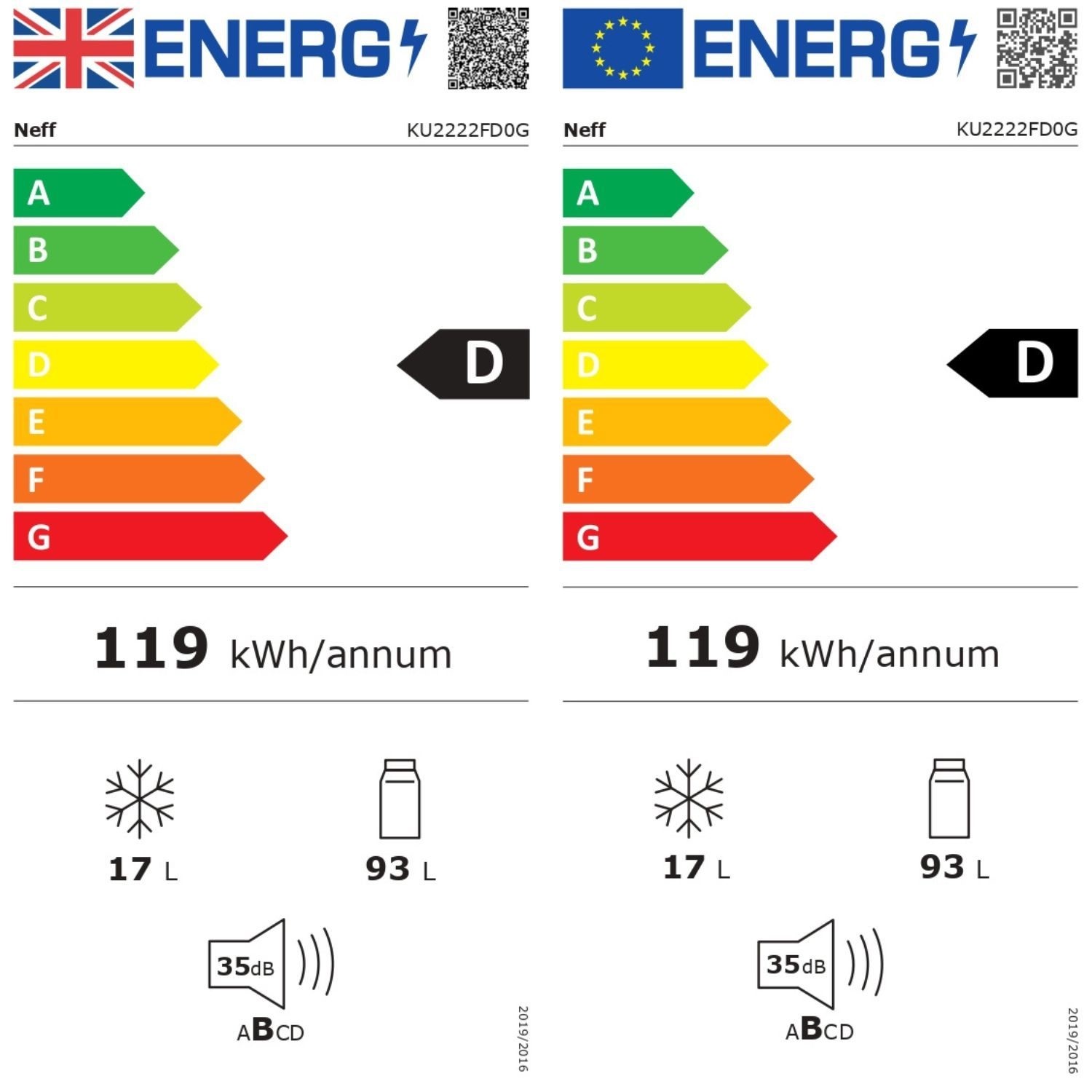 Neff N50 110 Litre Built Under Integrated Fridge KU2222FD0G