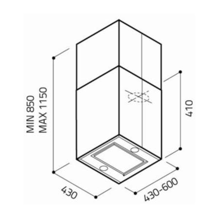 GRADE A1 - As new but box opened - Elica KUADRAISLAND60 Rectangular Column 60cm Island Cooker Hood Stainless Steel