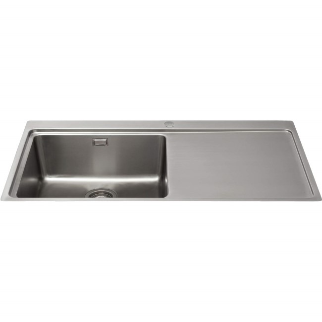 Single Bowl Chrome Stainless Steel Kitchen Sink with Right Hand Drainer - CDA