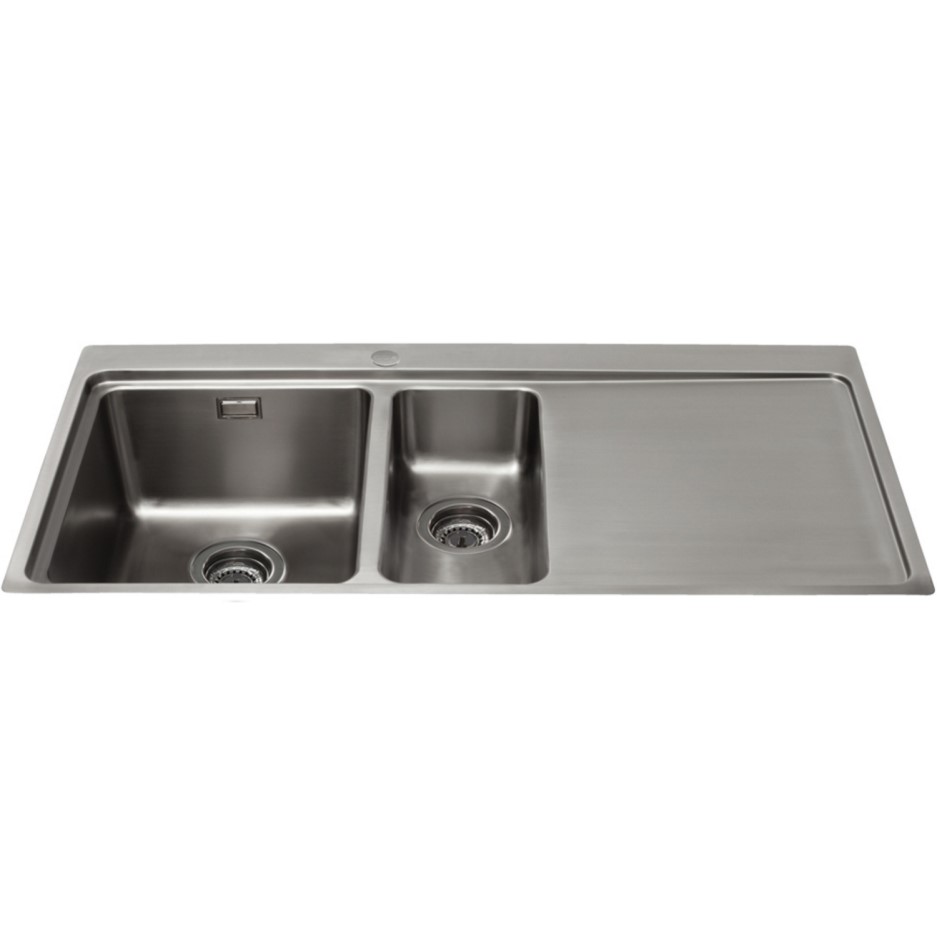 1.5 Bowl Chrome Stainless Steel Kitchen Sink with Right Hand Drainer