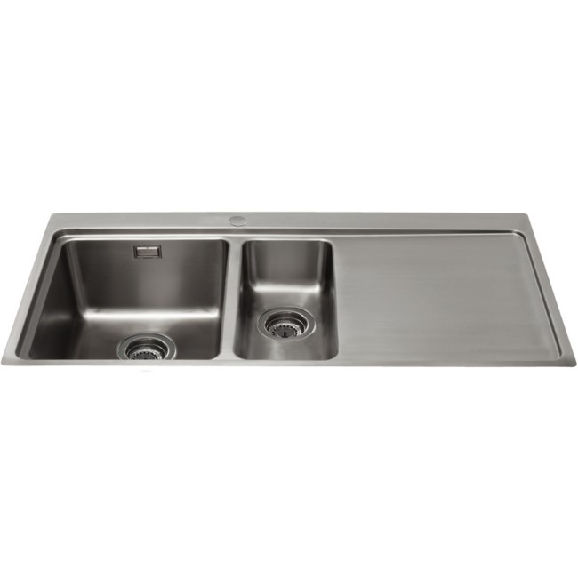 1.5 Bowl Chrome Stainless Steel Kitchen Sink with Right Hand Drainer - CDA